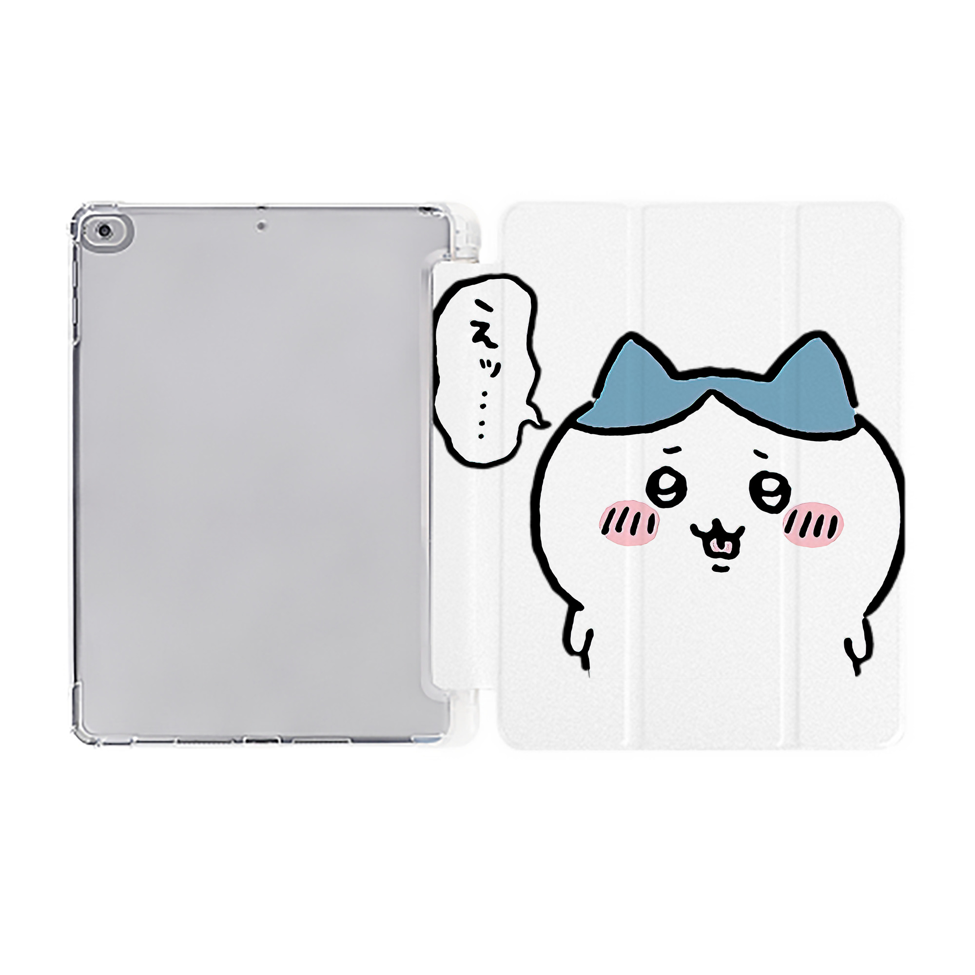 （画像用） ちいかわ ハチワレ Chii-kawa hachiware IPad ケース ペン収納付き 三つ折りスタンド PUレザー×シリコン 対応機種9.5/10.5/10.9インチ